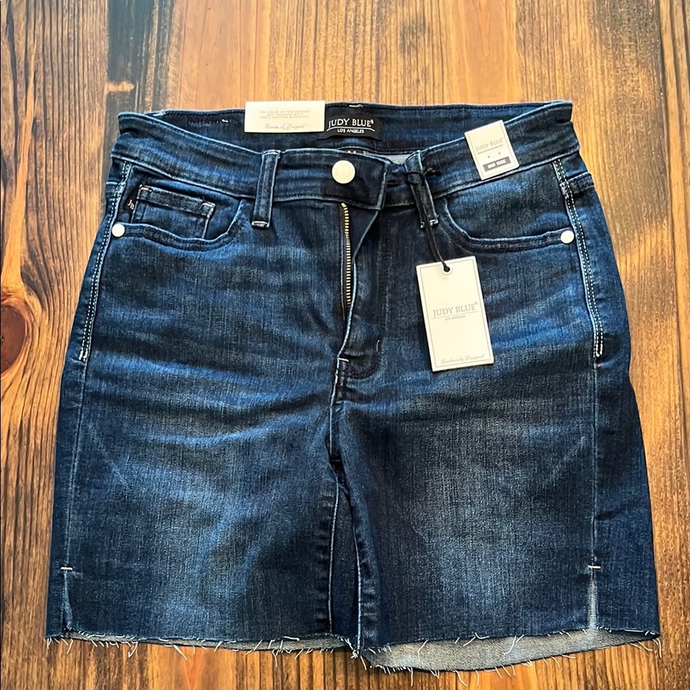 Judy Blue Blue Jean Shorts with Distressed Hem